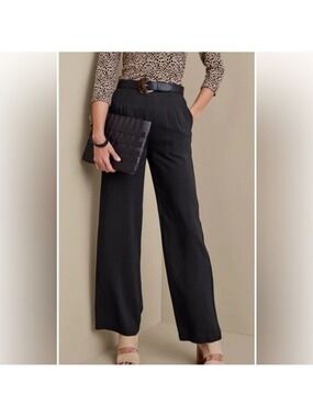 Soft Surroundings Melita Wide Leg Pants Black Large